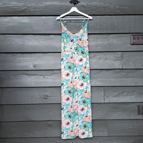 H&M Hibiscus Floral Backless Maxi Dress sz 12 - Picture 7 of 12